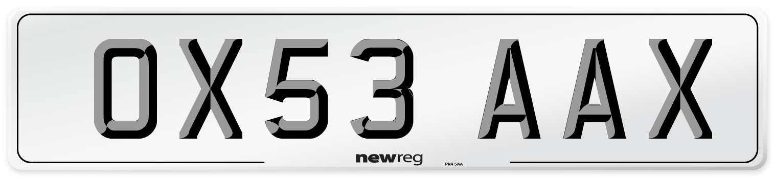 OX53 AAX Number Plate from New Reg